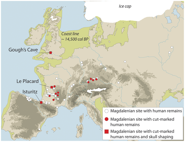 Verlauf der Küsten und Landmassen vor 15.000 Jahren