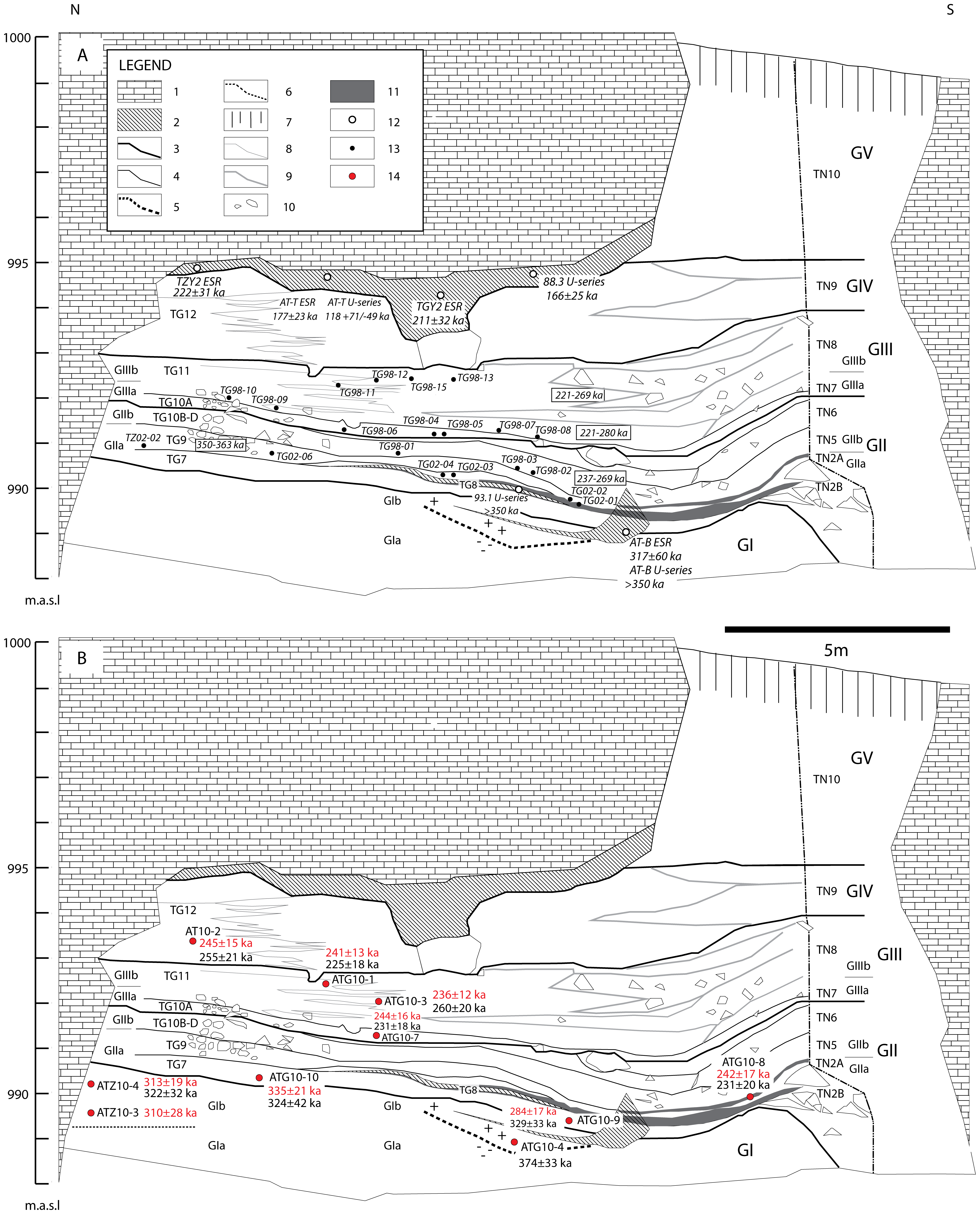 Figure 2 Stratigraphic sequence of the cave deposits at Galería Complex.