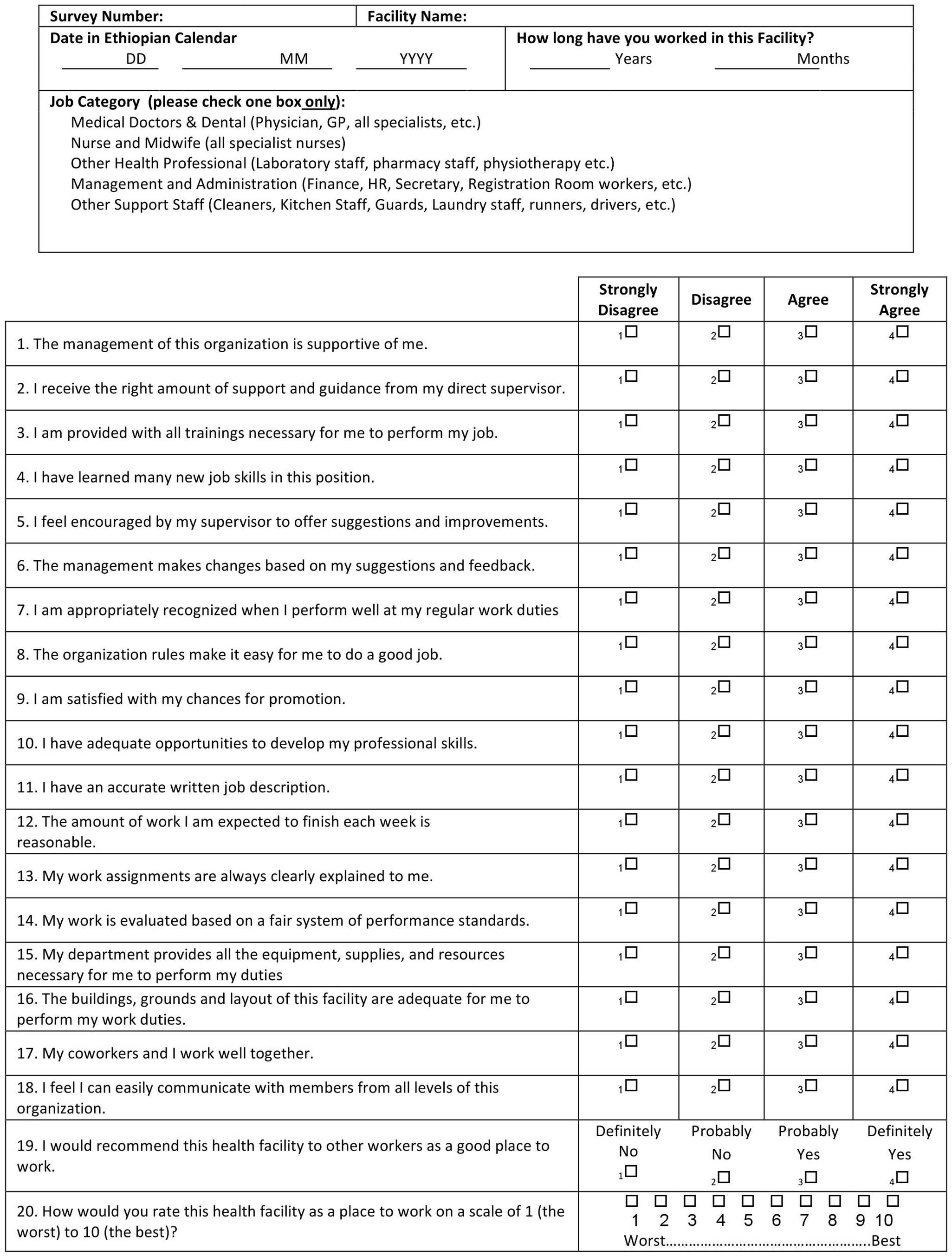 Employee Job Satisfaction Questionnaire Pdf